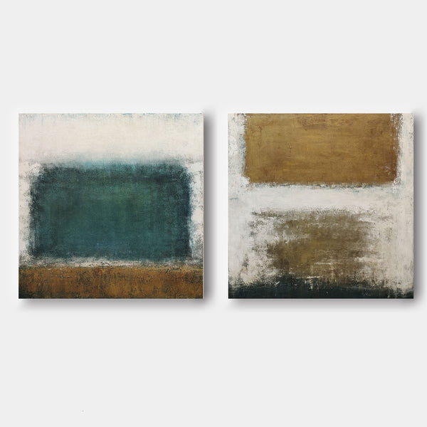 Teal and Ochre Color Field Pair