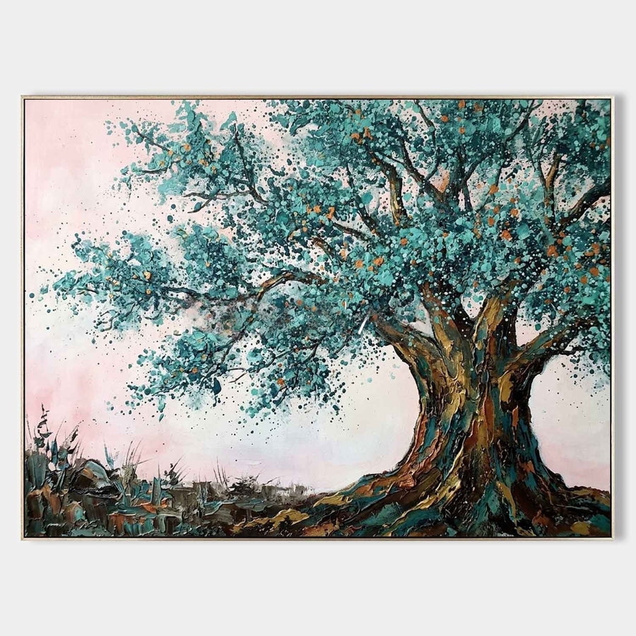 Teal Canopy Tree in Blush Light