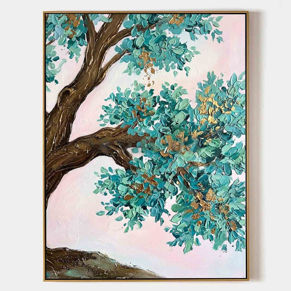Teal Canopy with Gilded Leaves