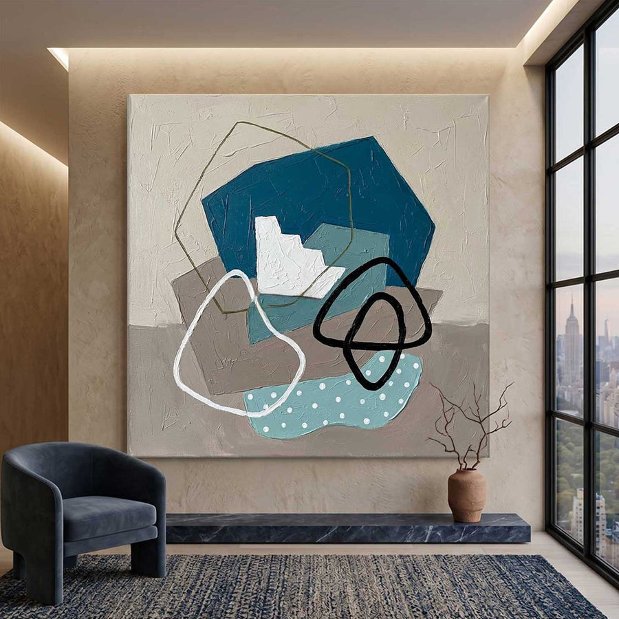 Teal Hexagon with Looping Lines