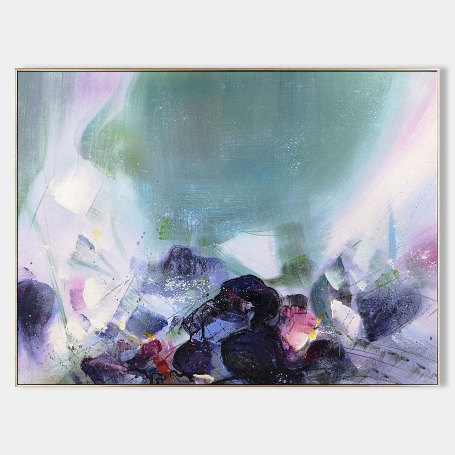 Teal Mist Over Violet Shapes