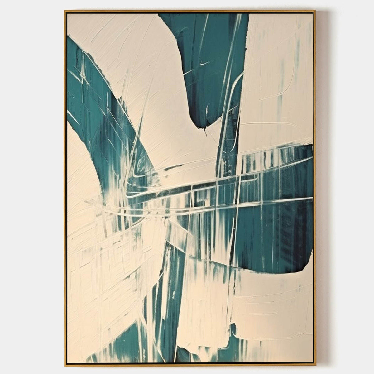 Teal Sweep on Cream Plaster