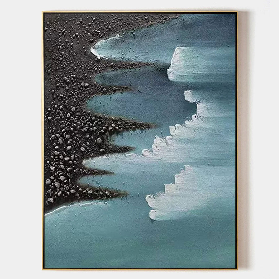 Teal Tide on a Pebble Shore
