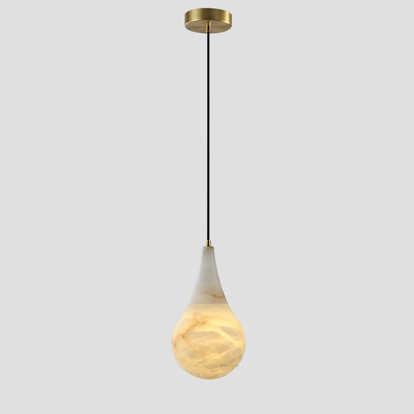 Teardrop Alabaster Pendant with Metal Fittings