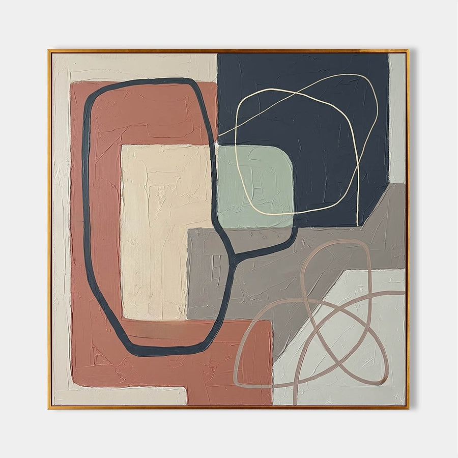 Terracotta and Navy Abstract Loops