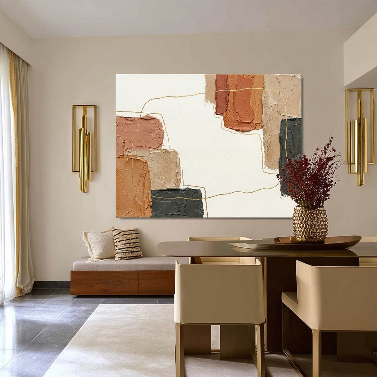 Terracotta Blocks with Gold Lines