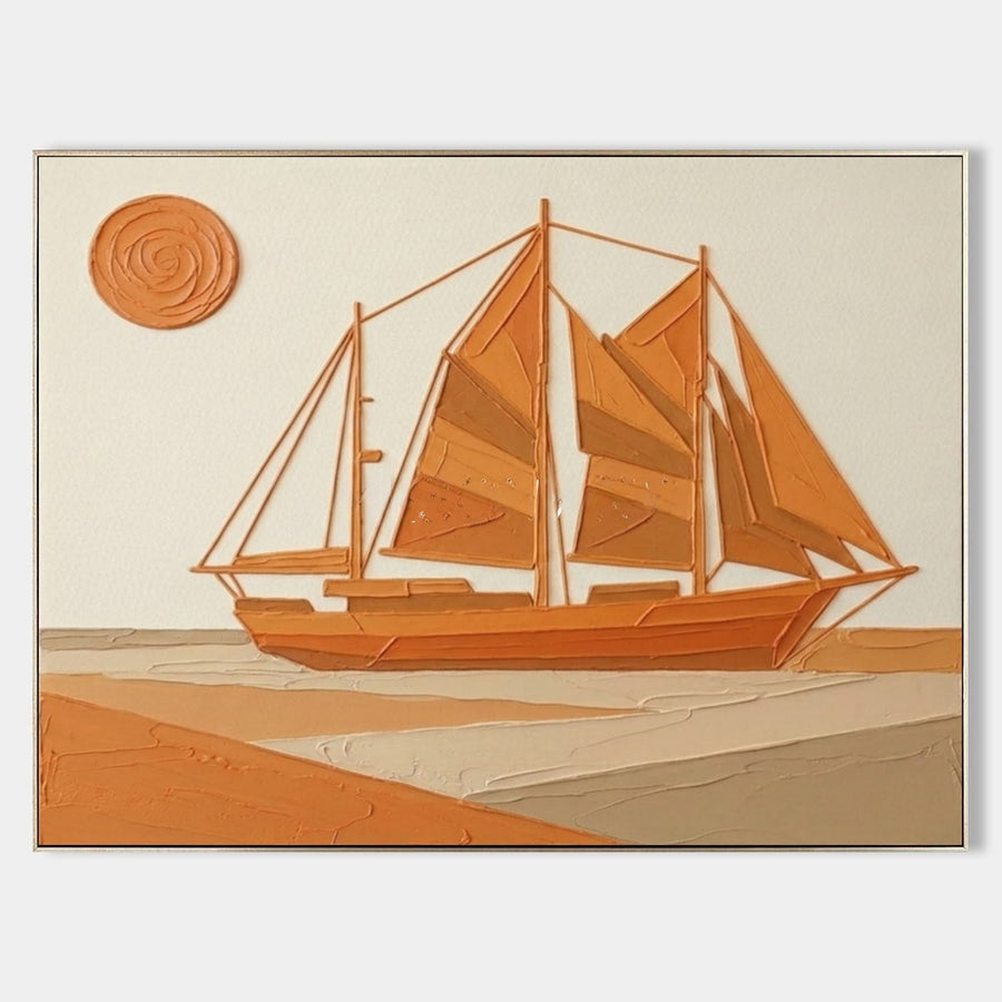Terracotta Schooner Under Spiral Sun