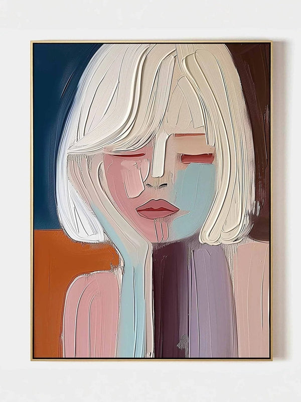 Textured Abstract Woman Portrait Painting