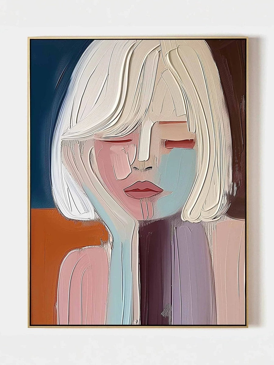 Textured Abstract Woman Portrait Painting