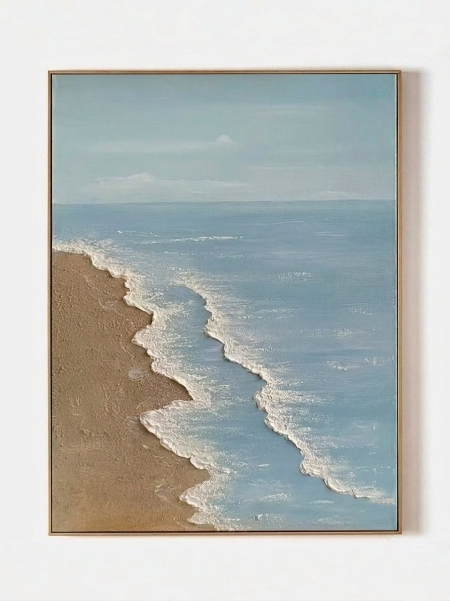 Textured Blue Ocean Beach Wall Art