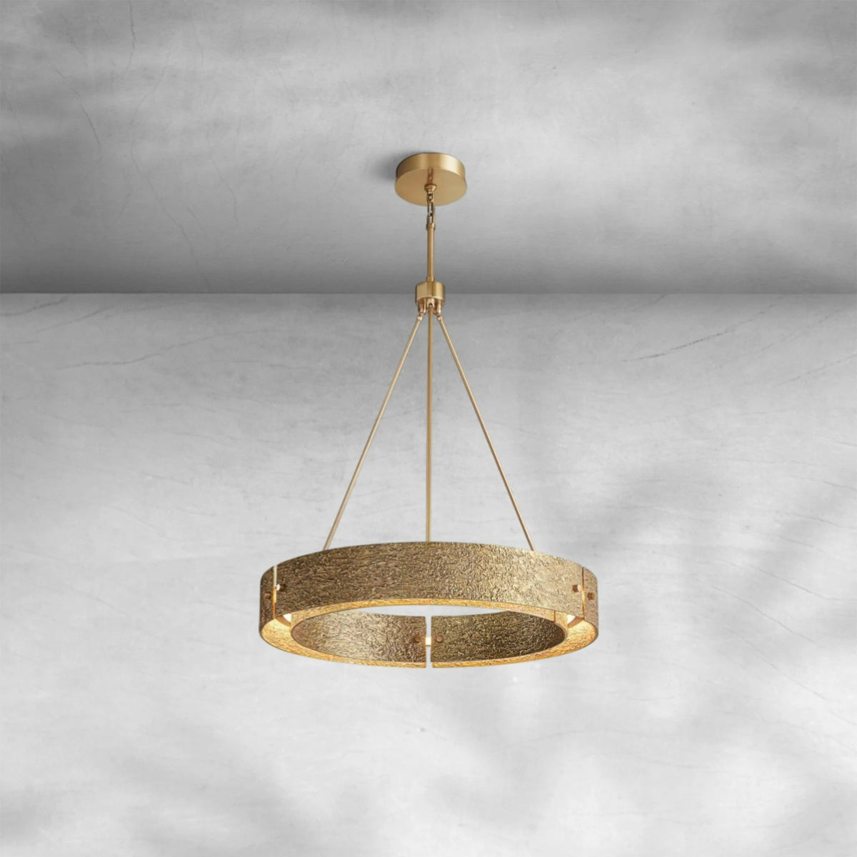 Textured Cast Brass Globe Chandelier