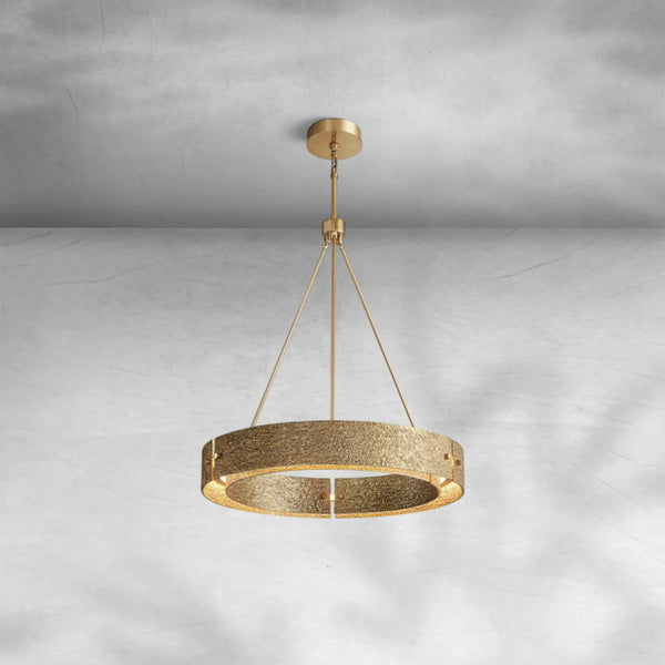 Textured Cast Brass Globe Chandelier