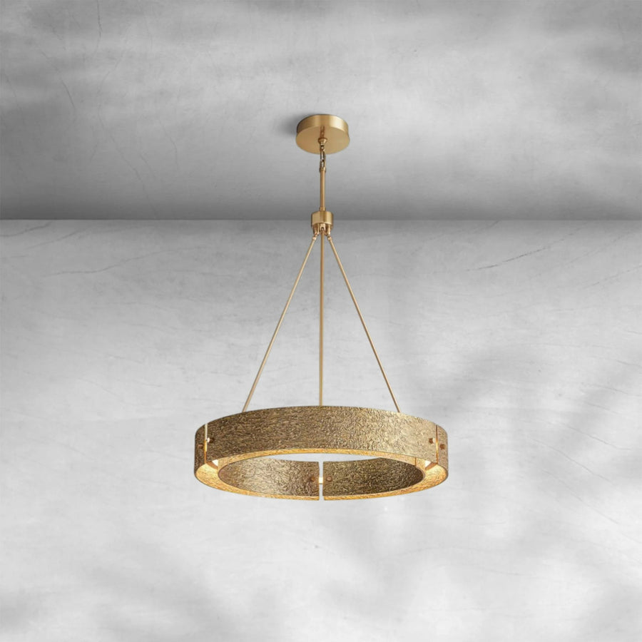 Textured Cast Brass Globe Chandelier
