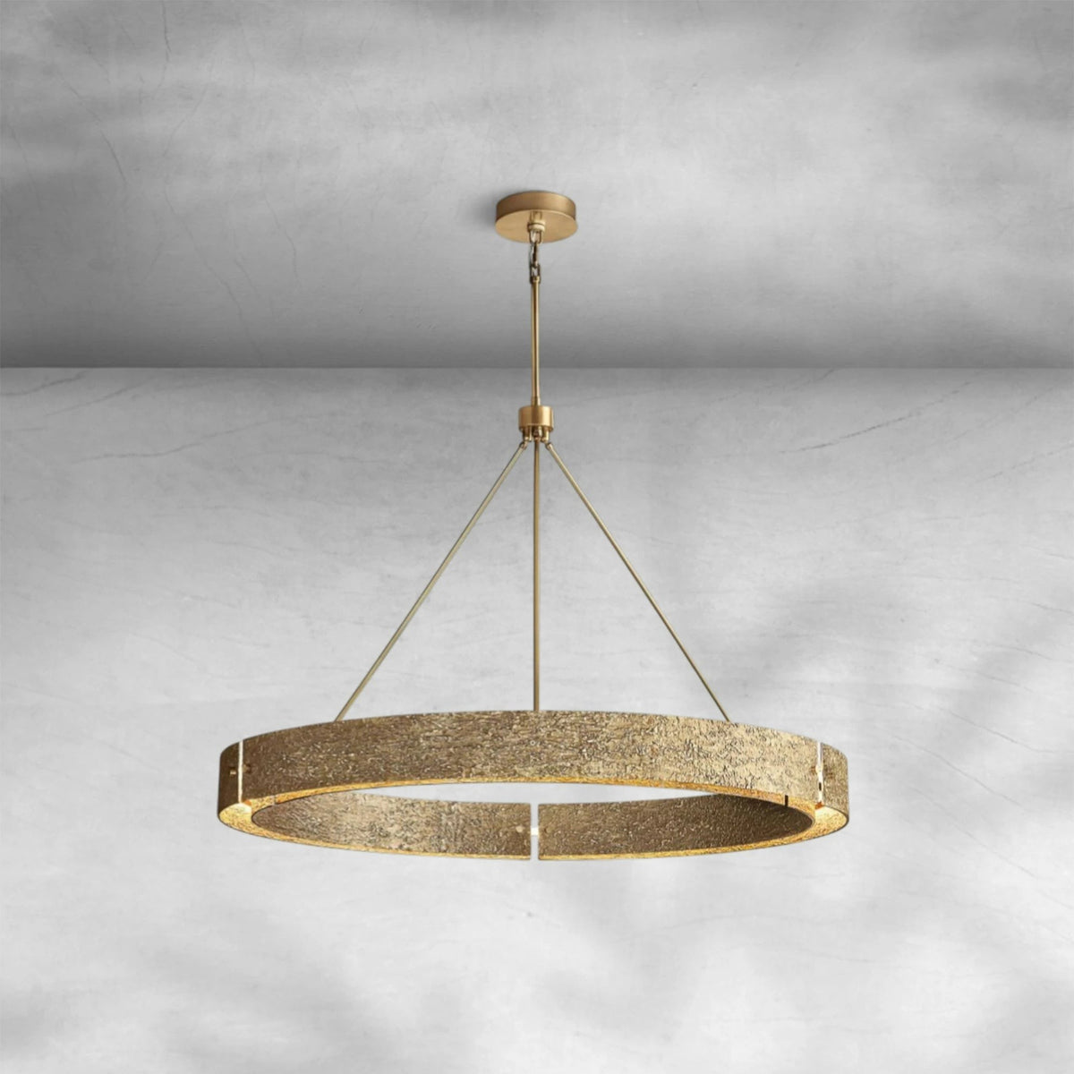 Textured Cast Brass Ring Chandelier