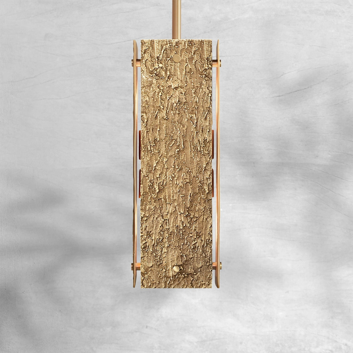 Textured Cast Brass Square Column Pendant