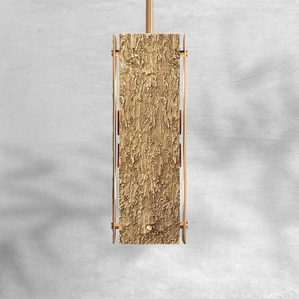 Textured Cast Brass Square Column Pendant
