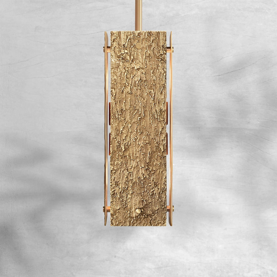 Textured Cast Brass Square Column Pendant