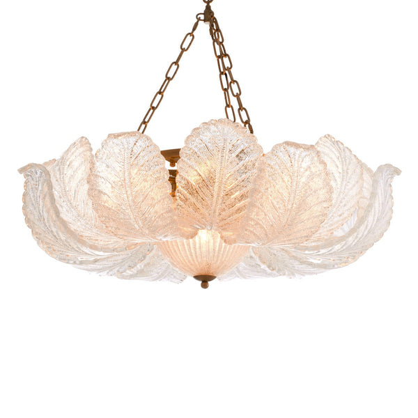 Textured Clear Glass Ring and Brass Chandelier