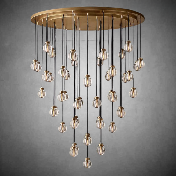 Textured Crystal Pearl Cluster Ring Chandelier