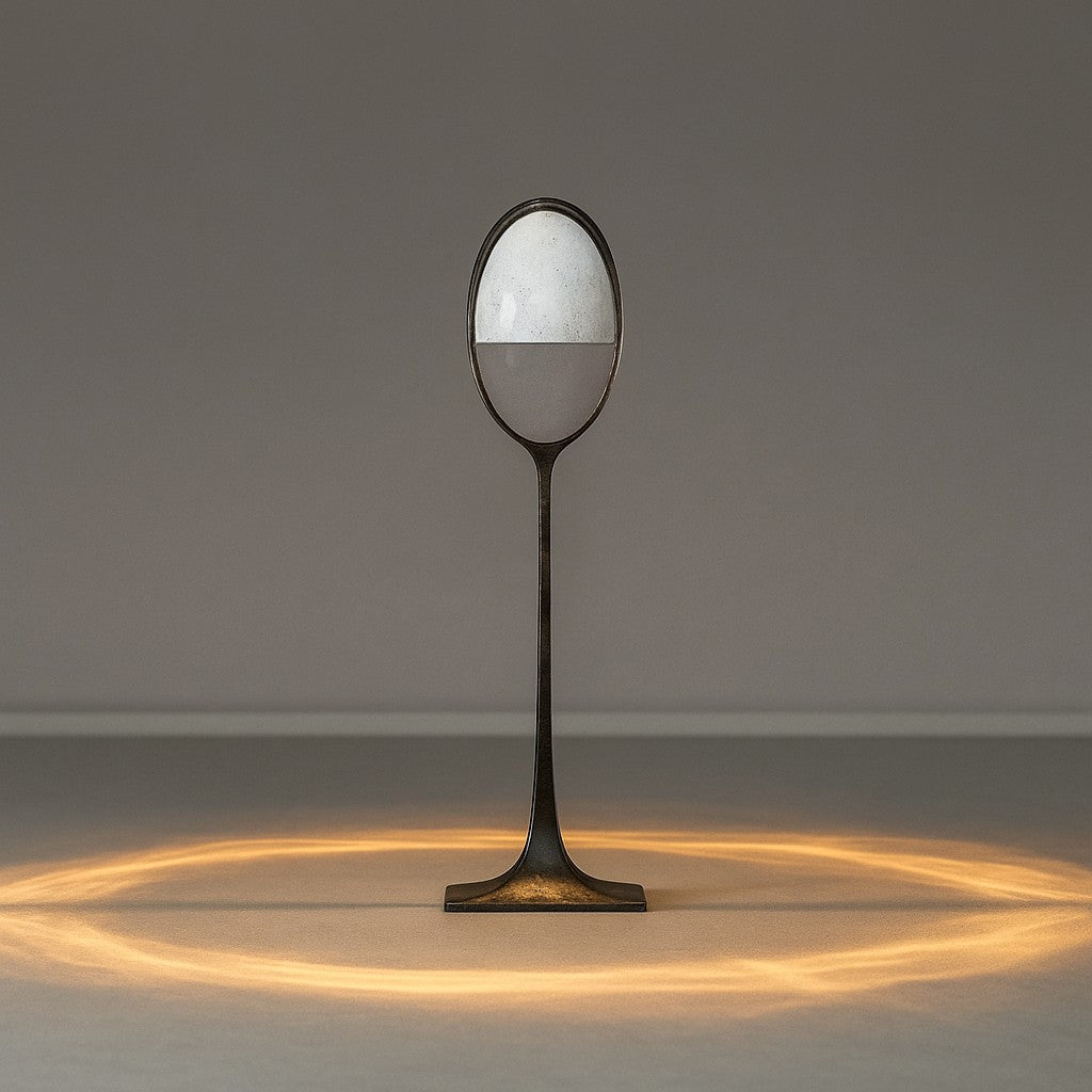 Textured Eggshell Dome and Brass Column Floor Lamp