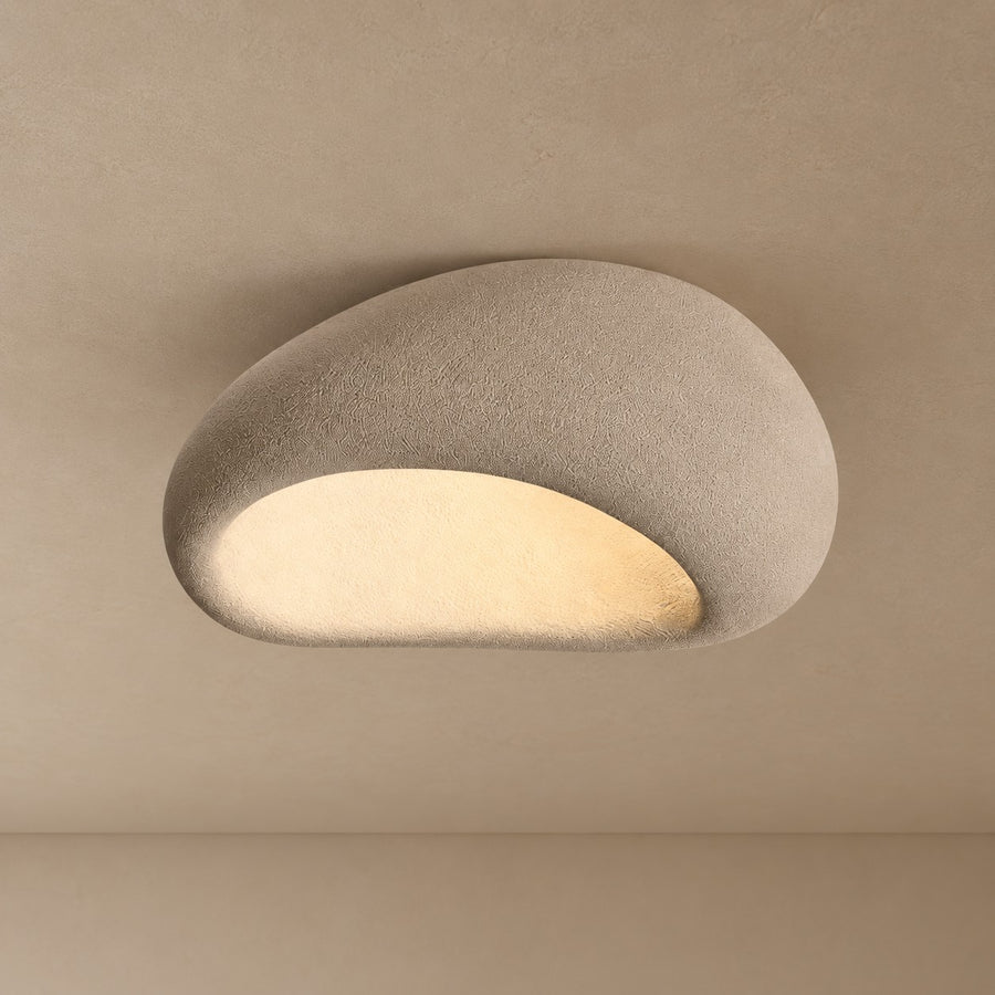 Textured Matte Ceramic Drum Flush Mount