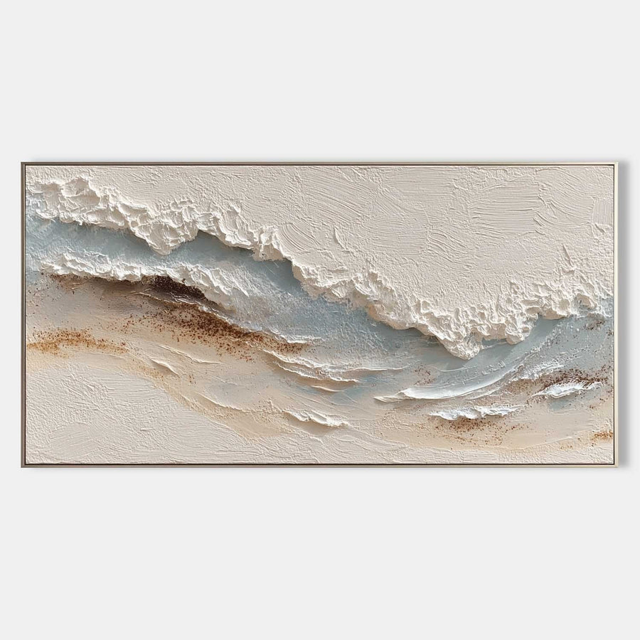 Textured Shoreline in Cream and Sea Blue