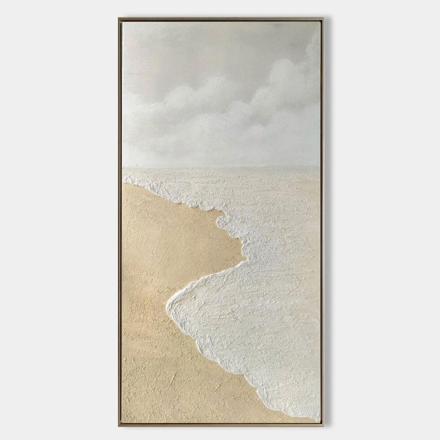 Textured Shoreline Under Soft Clouds
