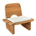 The Zaisu-Inspired Beech Wood Lounge Chair with Bouclé Cushion - Lifestyle Setting