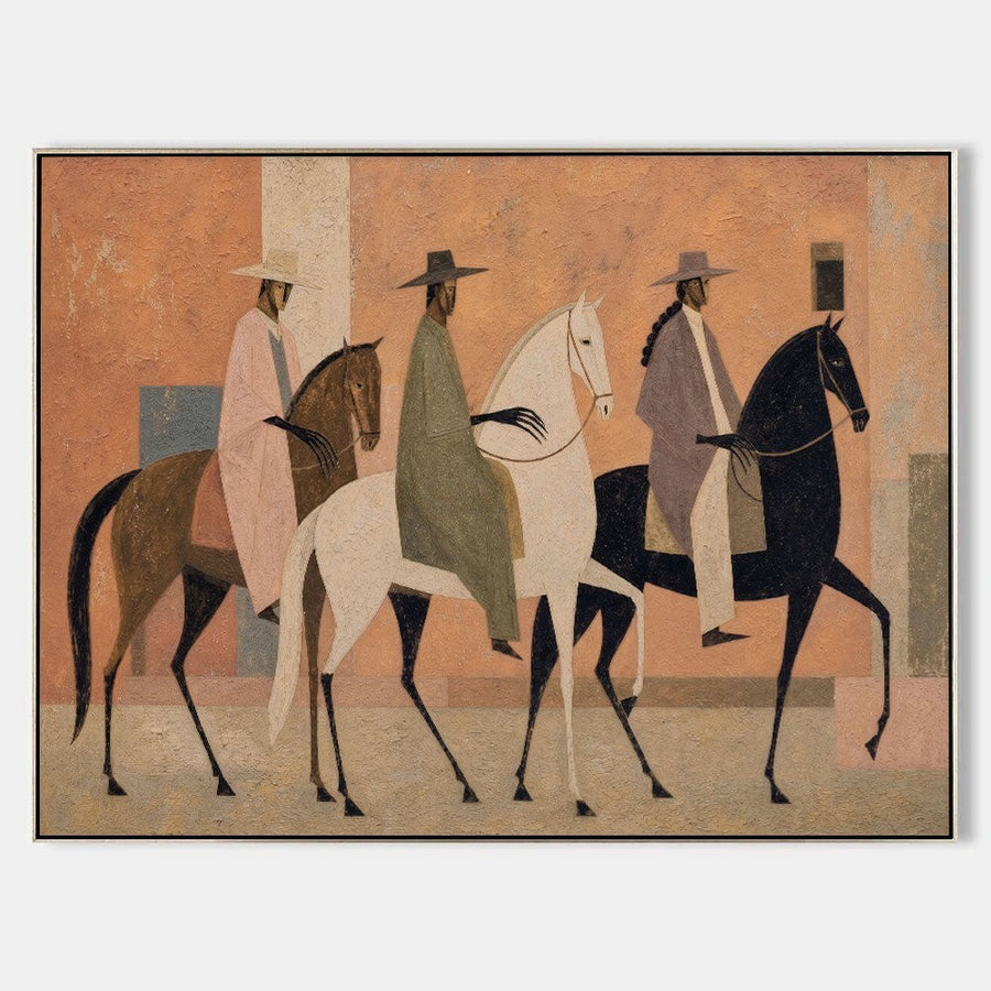 Three Riders in Terracotta Light