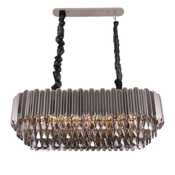 Three Tier Smoke or Clear Crystal Linear Chandelier
