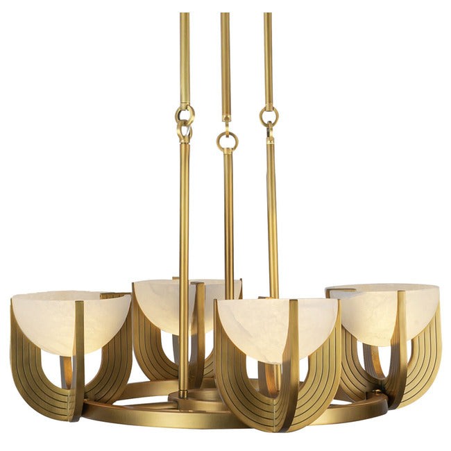 Tiered Alabaster Bowl and Curved Steel Chandelier