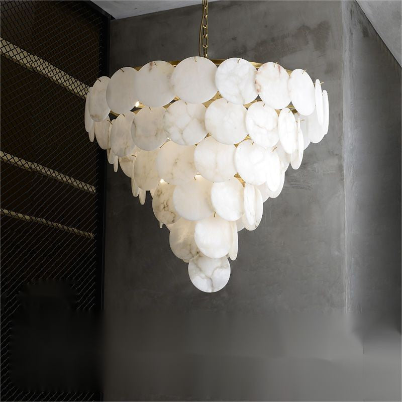 Tiered Alabaster Magnolia Petal Chandelier