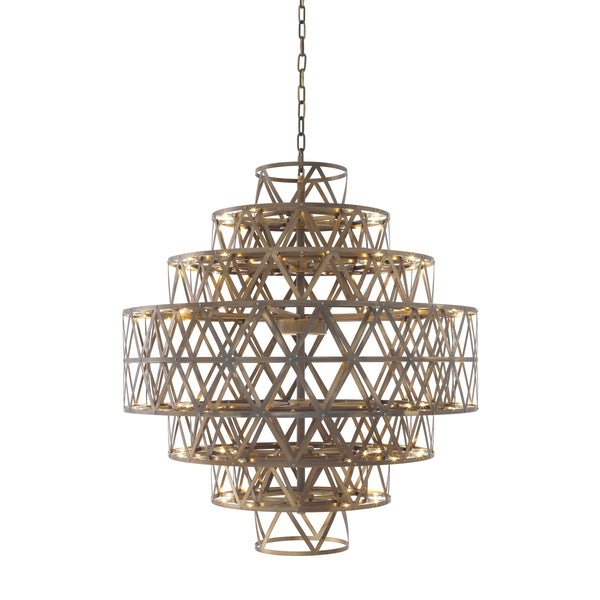 Tiered Antique Brass Steel LED Chandelier