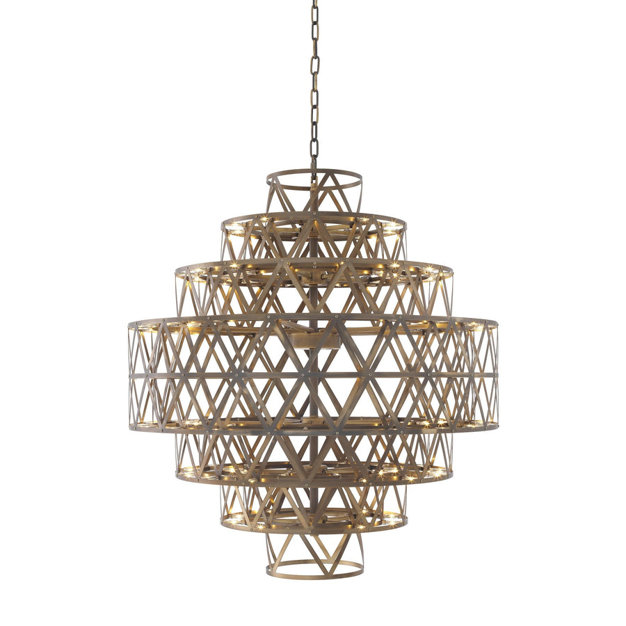 Tiered Antique Brass Steel LED Chandelier