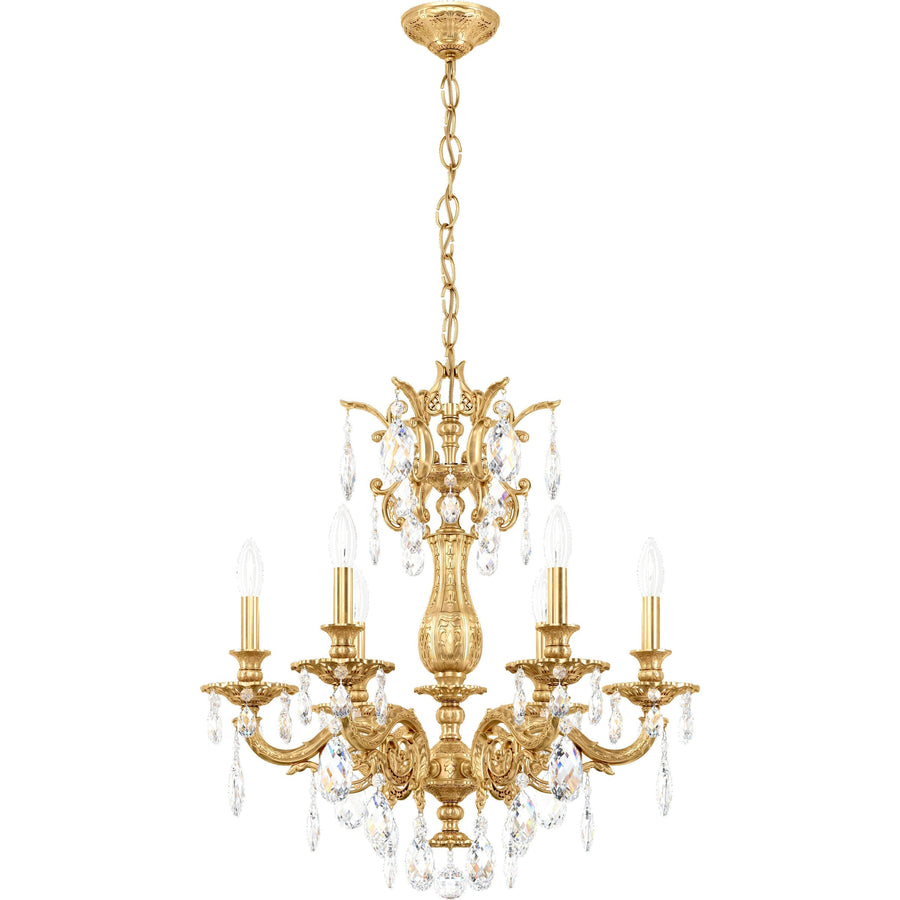 Tiered Baroque Metal and Crystal Chandelier