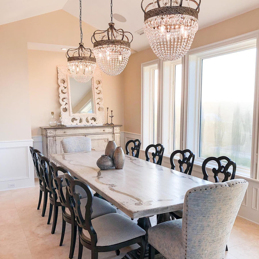 Tiered Black Iron and Crystal Cascade Chandelier