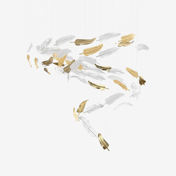 Tiered Blown Glass Feather Chrome Chandelier