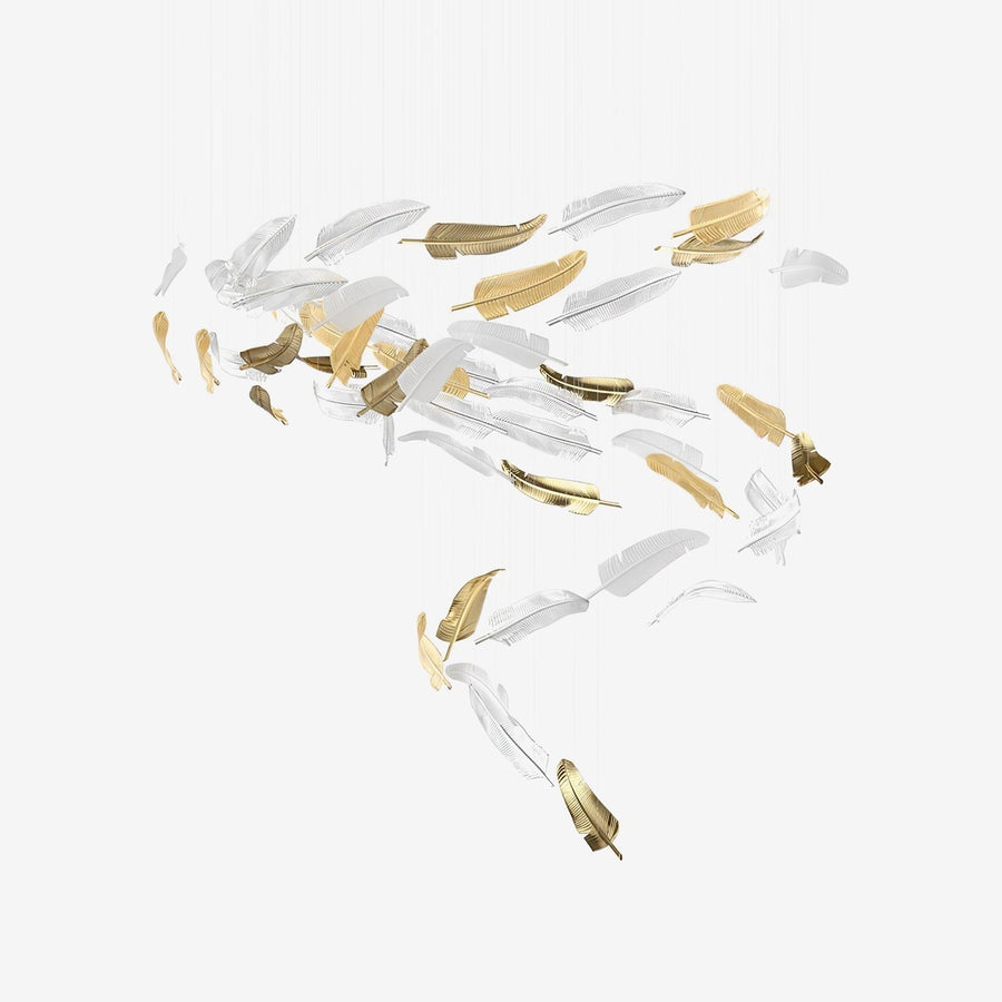 Tiered Blown Glass Feather Chrome Chandelier