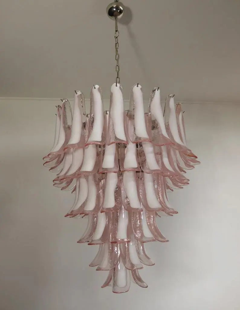 Tiered Blush Glass Petal Cluster Chandelier