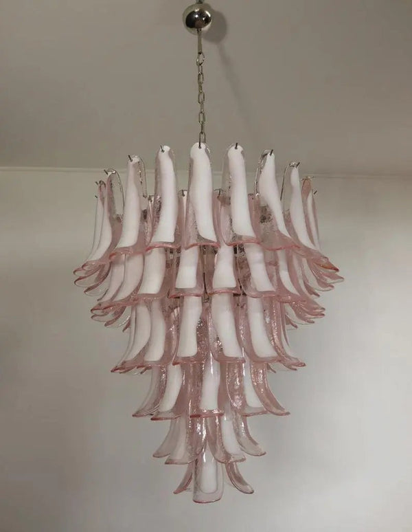 Tiered Blush Glass Petal Cluster Chandelier