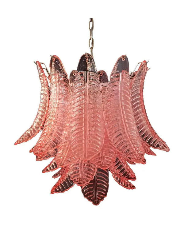 Tiered Blush Pink Glass Leaf Chandelier