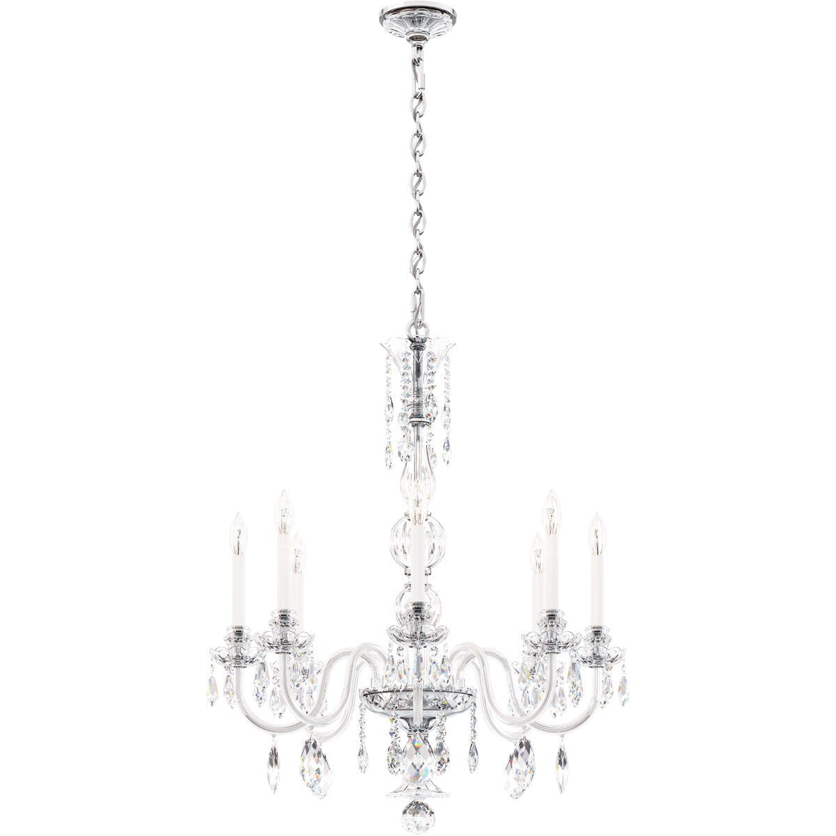 Tiered Bohemian Crystal Column Candle Chandelier
