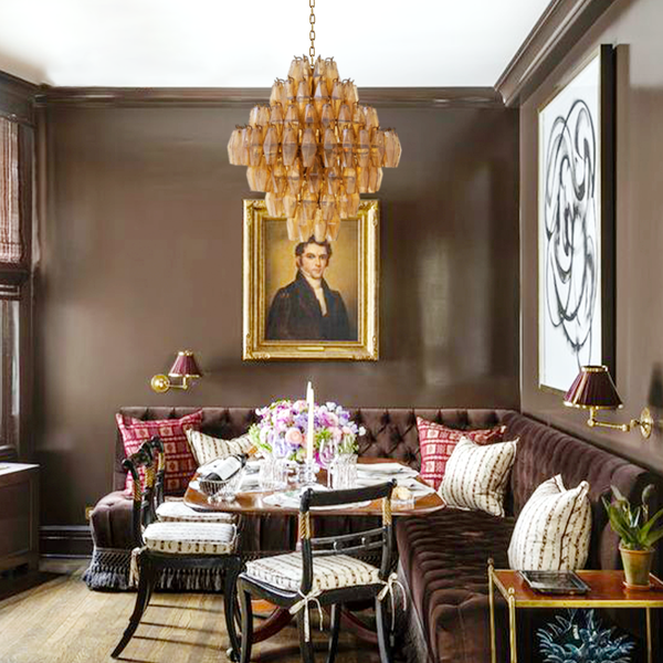 Tiered Brass and Crystal Chandelier