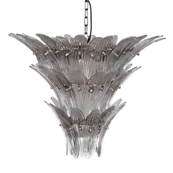Tiered Candle Style Steel and Crystal Chandelier