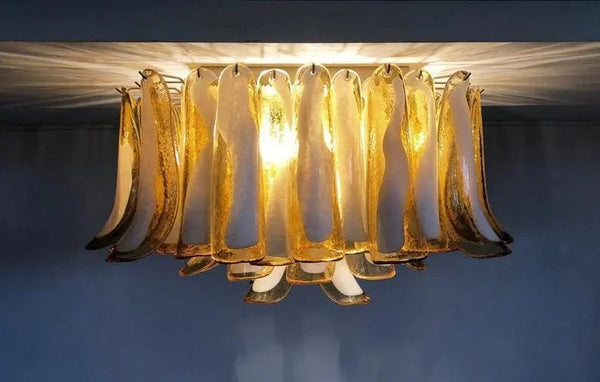 Tiered Caramel Glass Petal Chandelier