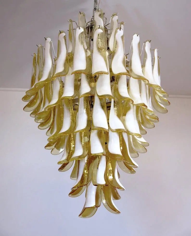 Tiered Caramel Glass Petal Cluster Chandelier