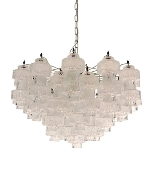 Tiered Clear Glass Cluster Chandelier with Brass