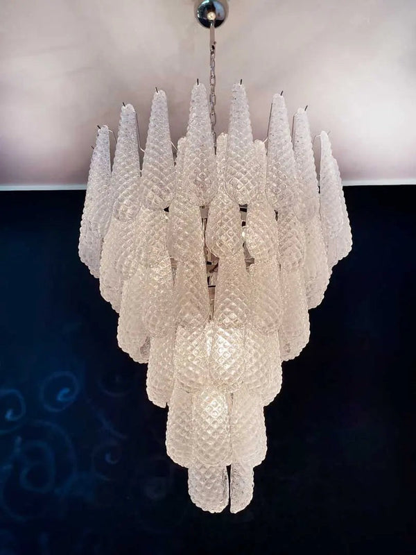 Tiered Clear Glass Drop Chandelier with Brass