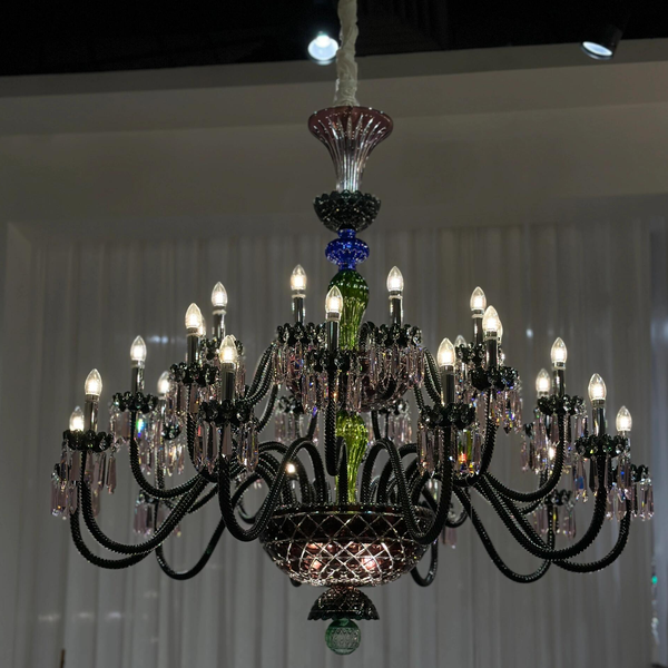 Tiered Colored Crystal Empire Chandelier