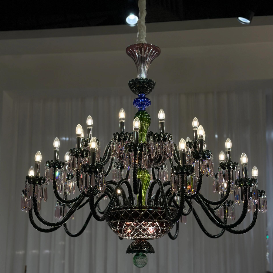 Tiered Colored Crystal Empire Chandelier